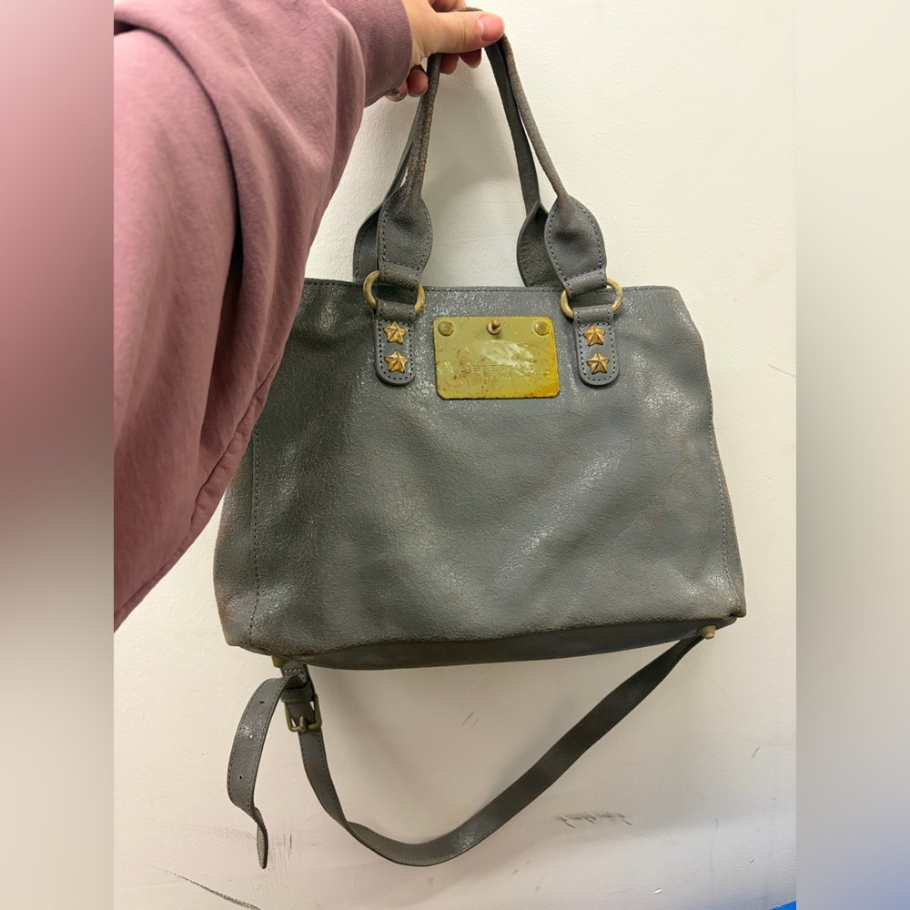 Liebeskind‎ Berlin genuine leather satchel crossbody Gray Leather Tote Bag